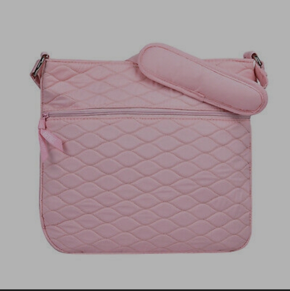 LVTREE Handbags - Crossbody pink quilted bag with silver hardware